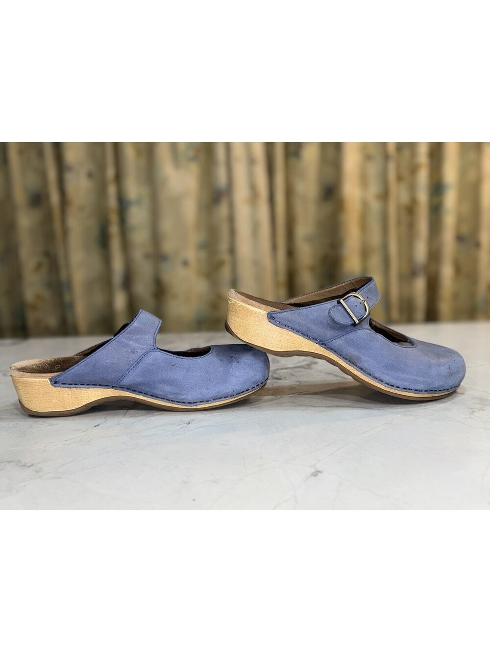Dansko Missy Blue Suede Mary Jane Clogs Women EU 41 US 10.5-11 Buckle